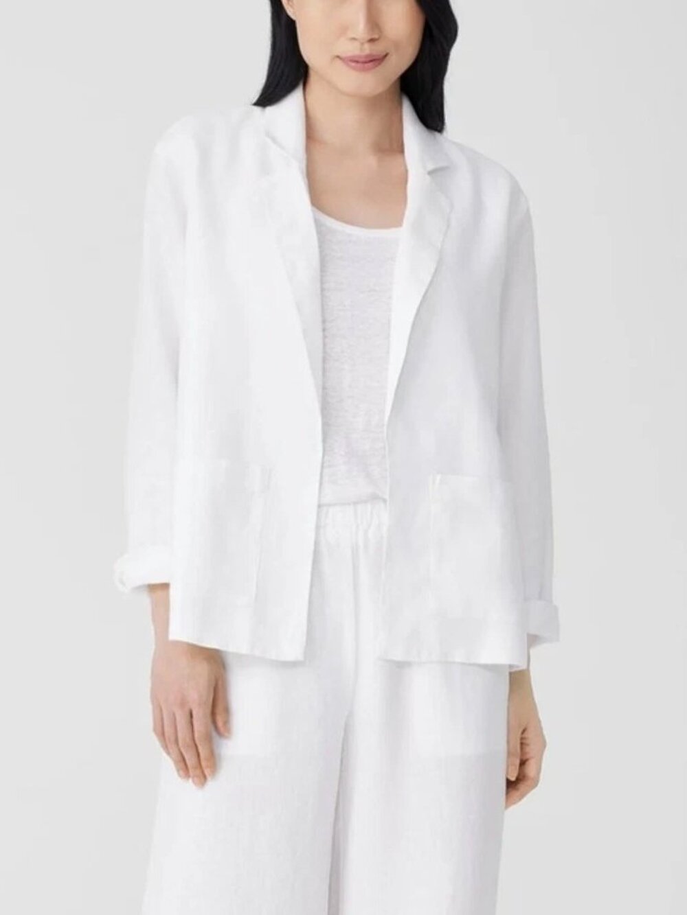 Eileen Fisher Organic Linen Blazer – Petite Size – White